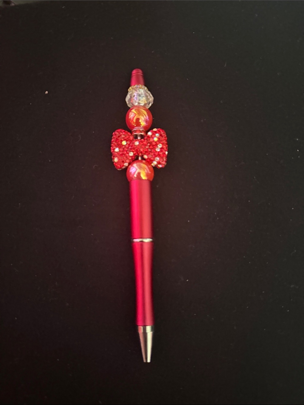 Red Beaded Bow Decorative Pen